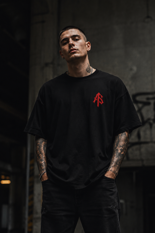 Less Noise More Control Tee – Front Lifestyle – AS Logo Chest – ApathySaves