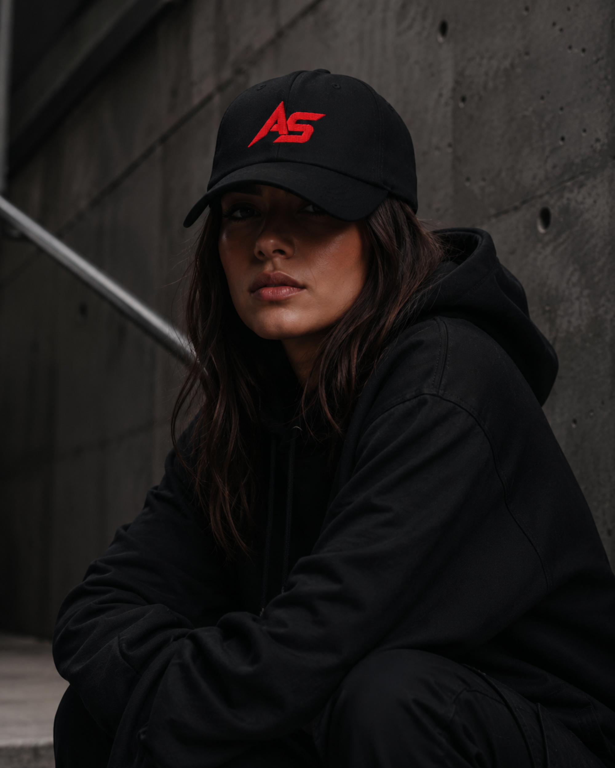 ApathySaves AS Logo Dad Hat – Black – Female Lifestyle Shot