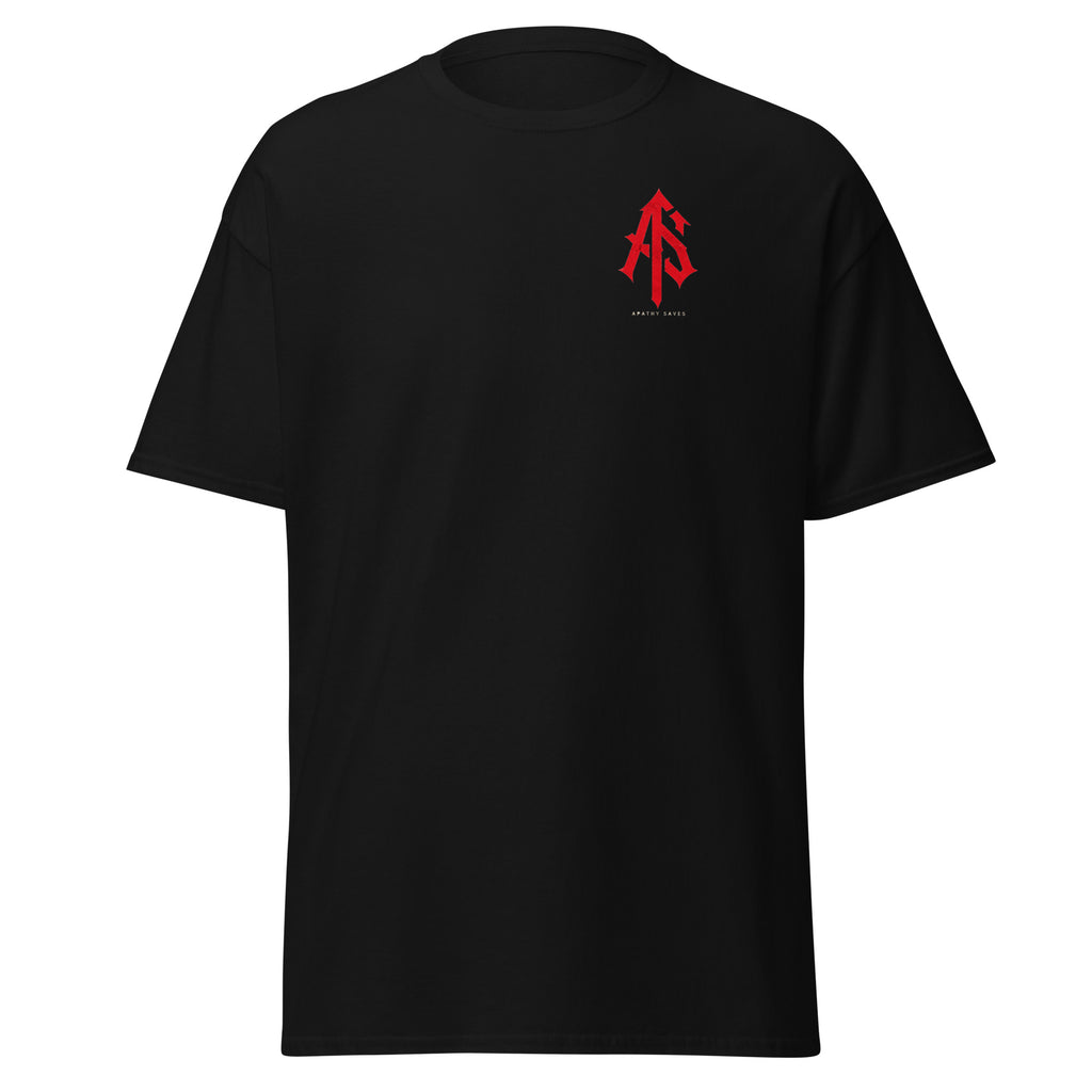Less Noise More Control Tee – Front Flat Mockup – AS Logo – ApathySaves